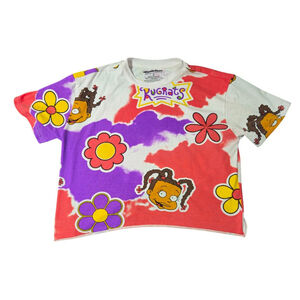 Rugrats Nickelodeon Shirt Top Womens Sz M Cropped Short Sleeve Multicolor Susie